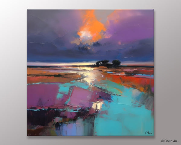 Canvas Painting for Living Room, Original Modern Wall Art Painting, Abstract Landscape Paintings, Oversized Contemporary Abstract Artwork-ArtWorkCrafts.com