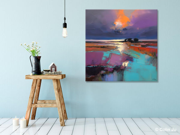 Canvas Painting for Living Room, Original Modern Wall Art Painting, Abstract Landscape Paintings, Oversized Contemporary Abstract Artwork-ArtWorkCrafts.com