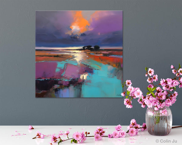 Canvas Painting for Living Room, Original Modern Wall Art Painting, Abstract Landscape Paintings, Oversized Contemporary Abstract Artwork-ArtWorkCrafts.com
