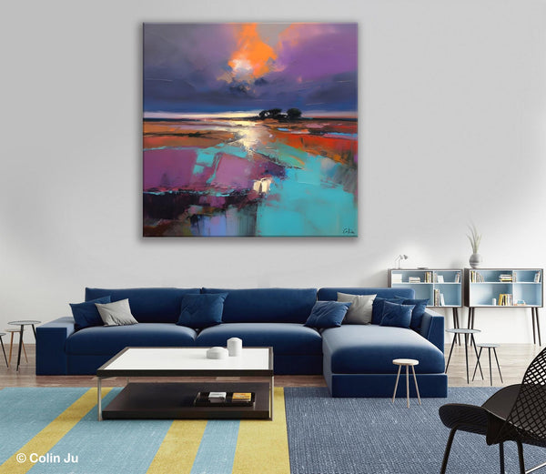 Canvas Painting for Living Room, Original Modern Wall Art Painting, Abstract Landscape Paintings, Oversized Contemporary Abstract Artwork-ArtWorkCrafts.com