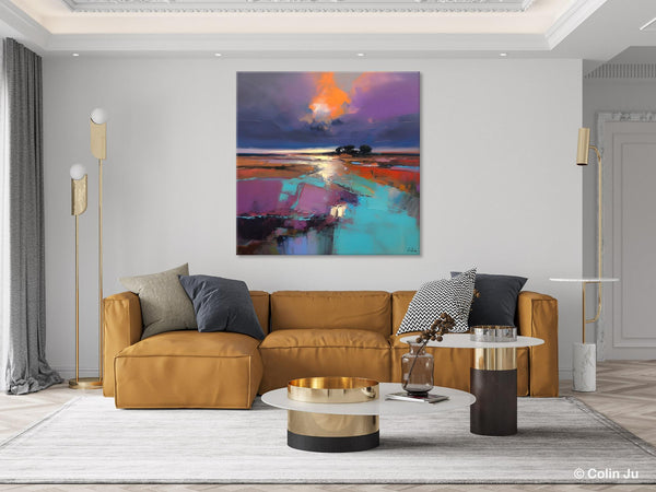 Canvas Painting for Living Room, Original Modern Wall Art Painting, Abstract Landscape Paintings, Oversized Contemporary Abstract Artwork-ArtWorkCrafts.com