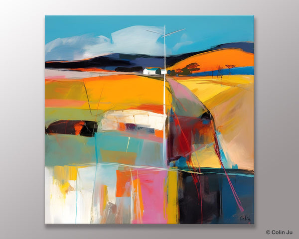 Acrylic Painting for Living Room, Contemporary Abstract Landscape Artwork, Oversized Wall Art Paintings, Original Modern Paintings on Canvas-ArtWorkCrafts.com