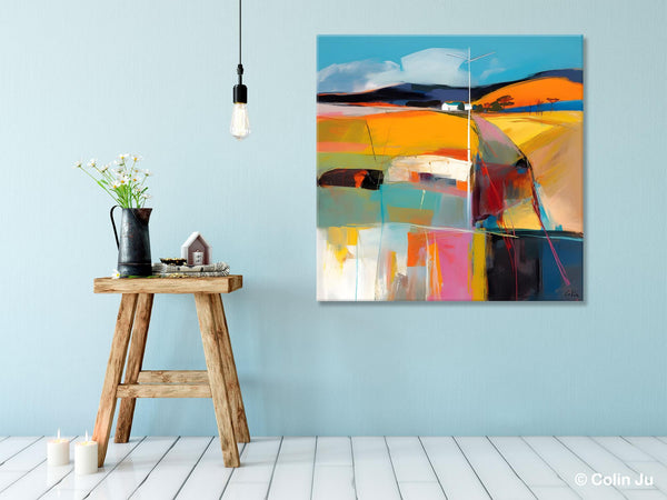 Acrylic Painting for Living Room, Contemporary Abstract Landscape Artwork, Oversized Wall Art Paintings, Original Modern Paintings on Canvas-ArtWorkCrafts.com