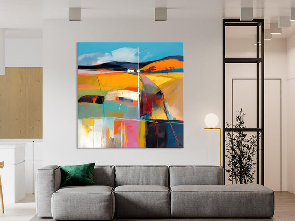 Acrylic Painting for Living Room, Contemporary Abstract Landscape Artwork, Oversized Wall Art Paintings, Original Modern Paintings on Canvas-ArtWorkCrafts.com