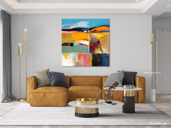 Acrylic Painting for Living Room, Contemporary Abstract Landscape Artwork, Oversized Wall Art Paintings, Original Modern Paintings on Canvas-ArtWorkCrafts.com
