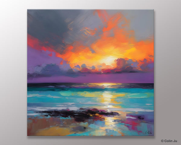 Extra Large Modern Wall Art, Landscape Canvas Paintings for Dining Room, Acrylic Painting on Canvas, Original Landscape Abstract Painting-ArtWorkCrafts.com