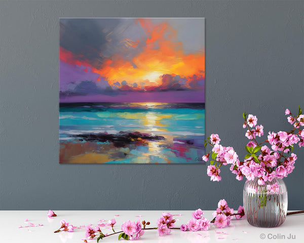 Extra Large Modern Wall Art, Landscape Canvas Paintings for Dining Room, Acrylic Painting on Canvas, Original Landscape Abstract Painting-ArtWorkCrafts.com