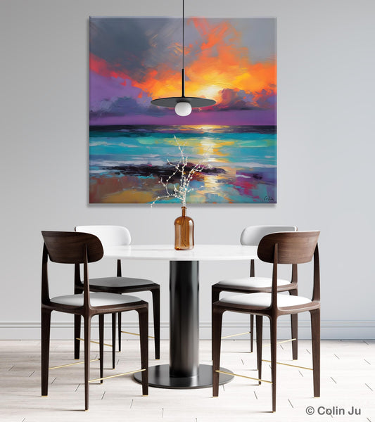 Extra Large Modern Wall Art, Landscape Canvas Paintings for Dining Room, Acrylic Painting on Canvas, Original Landscape Abstract Painting-ArtWorkCrafts.com
