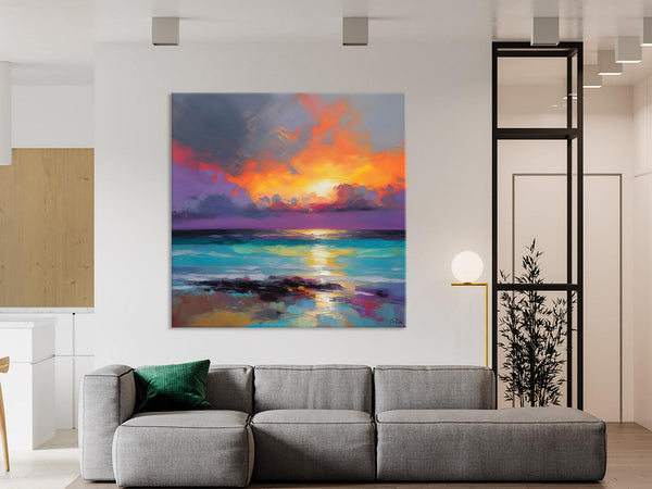 Extra Large Modern Wall Art, Landscape Canvas Paintings for Dining Room, Acrylic Painting on Canvas, Original Landscape Abstract Painting-ArtWorkCrafts.com