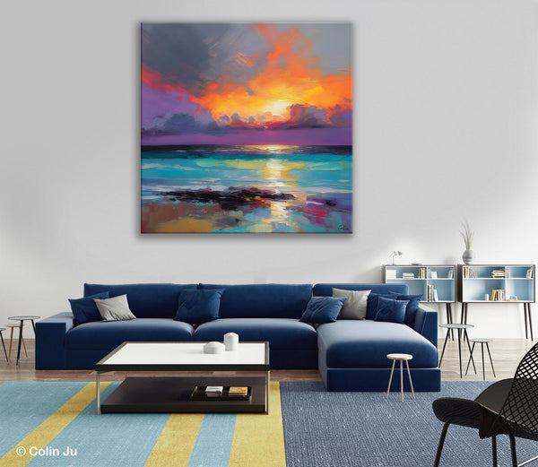 Extra Large Modern Wall Art, Landscape Canvas Paintings for Dining Room, Acrylic Painting on Canvas, Original Landscape Abstract Painting-ArtWorkCrafts.com