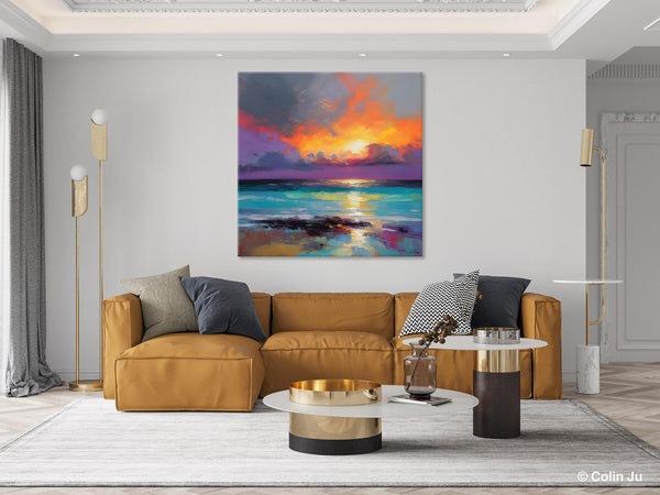Extra Large Modern Wall Art, Landscape Canvas Paintings for Dining Room, Acrylic Painting on Canvas, Original Landscape Abstract Painting-ArtWorkCrafts.com