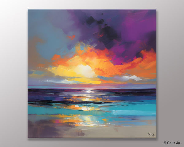 Contemporary Acrylic Painting on Canvas, Large Art Painting for Living Room, Original Landscape Canvas Art, Oversized Landscape Wall Art Paintings-ArtWorkCrafts.com