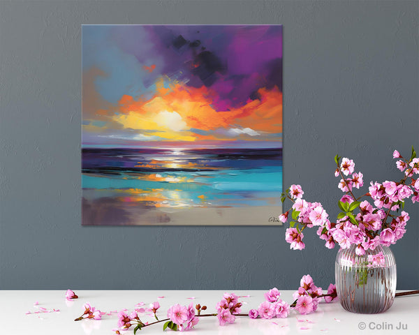 Contemporary Acrylic Painting on Canvas, Large Art Painting for Living Room, Original Landscape Canvas Art, Oversized Landscape Wall Art Paintings-ArtWorkCrafts.com