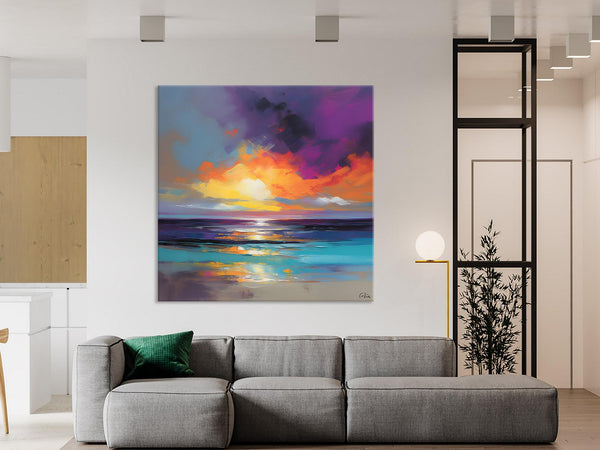 Contemporary Acrylic Painting on Canvas, Large Art Painting for Living Room, Original Landscape Canvas Art, Oversized Landscape Wall Art Paintings-ArtWorkCrafts.com