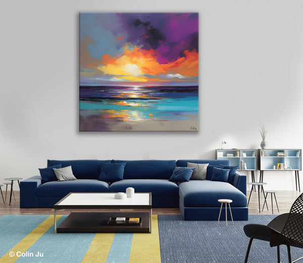 Contemporary Acrylic Painting on Canvas, Large Art Painting for Living Room, Original Landscape Canvas Art, Oversized Landscape Wall Art Paintings-ArtWorkCrafts.com