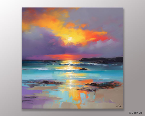 Abstract Landscape Painting for Living Room, Original Landscape Wall Art, Landscape Oil Paintings, Landscape Canvas Art, Hand Painted Canvas Art-ArtWorkCrafts.com