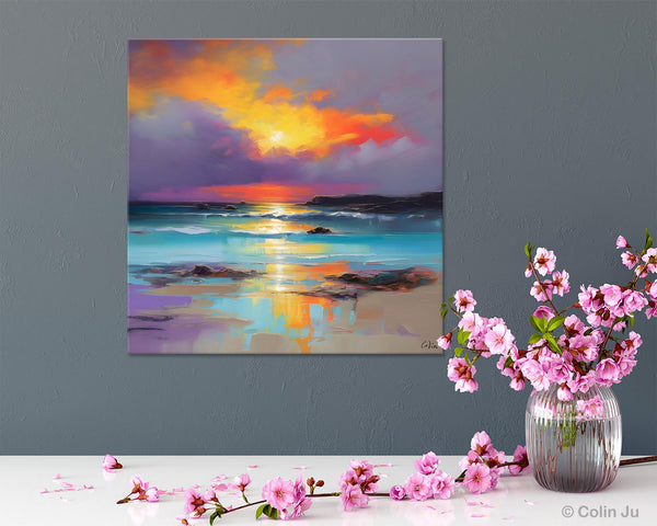 Abstract Landscape Painting for Living Room, Original Landscape Wall Art, Landscape Oil Paintings, Landscape Canvas Art, Hand Painted Canvas Art-ArtWorkCrafts.com