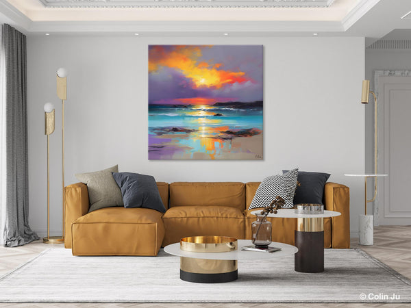 Abstract Landscape Painting for Living Room, Original Landscape Wall Art, Landscape Oil Paintings, Landscape Canvas Art, Hand Painted Canvas Art-ArtWorkCrafts.com