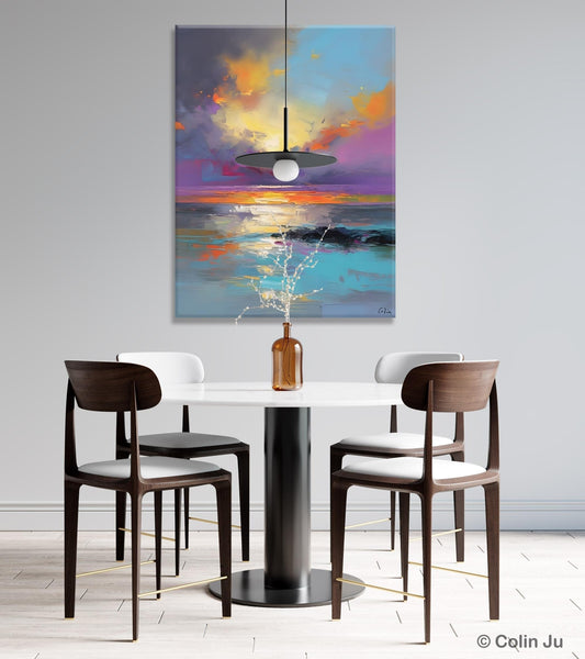 Oil Painting on Canvas, Extra Large Modern Wall Art, Landscape Canvas Paintings for Dining Room, Original Landscape Abstract Painting-ArtWorkCrafts.com