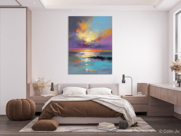 Oil Painting on Canvas, Extra Large Modern Wall Art, Landscape Canvas Paintings for Dining Room, Original Landscape Abstract Painting-ArtWorkCrafts.com