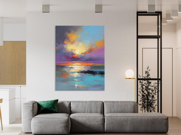 Oil Painting on Canvas, Extra Large Modern Wall Art, Landscape Canvas Paintings for Dining Room, Original Landscape Abstract Painting-ArtWorkCrafts.com