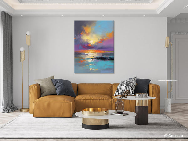 Oil Painting on Canvas, Extra Large Modern Wall Art, Landscape Canvas Paintings for Dining Room, Original Landscape Abstract Painting-ArtWorkCrafts.com