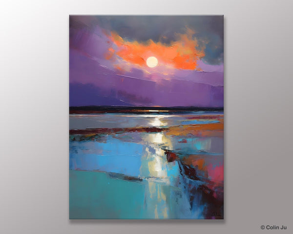 Extra Large Modern Wall Art, Landscape Canvas Paintings for Dining Room, Oil Painting on Canvas, Original Landscape Abstract Painting-ArtWorkCrafts.com