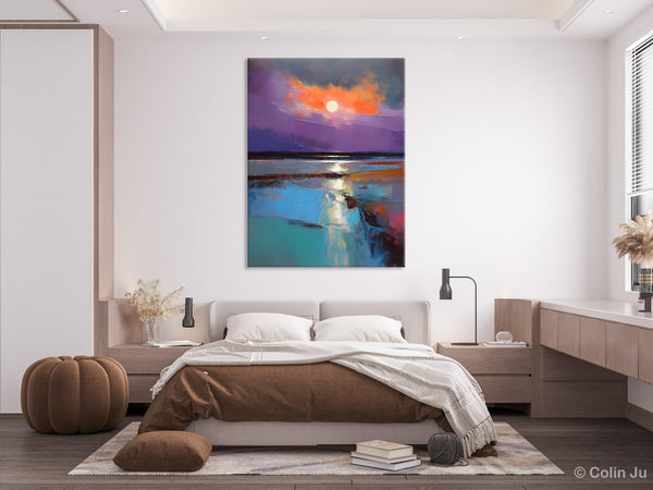 Extra Large Modern Wall Art, Landscape Canvas Paintings for Dining Room, Oil Painting on Canvas, Original Landscape Abstract Painting-ArtWorkCrafts.com