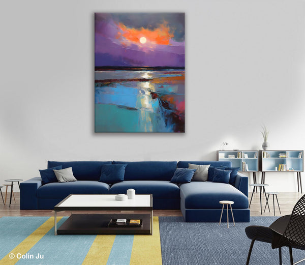 Extra Large Modern Wall Art, Landscape Canvas Paintings for Dining Room, Oil Painting on Canvas, Original Landscape Abstract Painting-ArtWorkCrafts.com