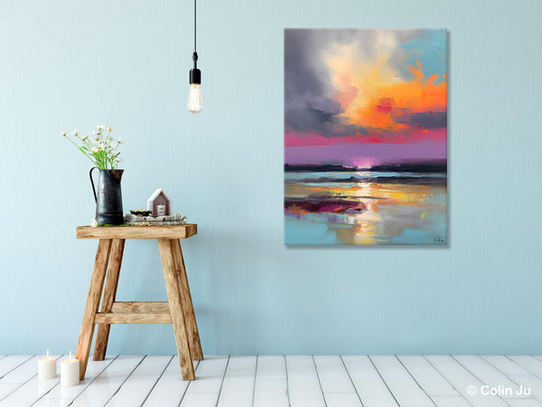Canvas Painting for Living Room, Abstract Landscape Paintings, Original Modern Wall Art Painting, Oversized Contemporary Abstract Artwork-ArtWorkCrafts.com