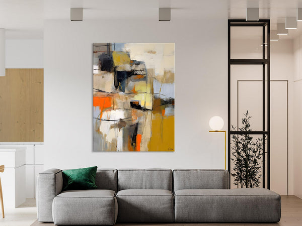 Acrylic Abstract Painting Behind Sofa, Large Painting on Canvas, Living Room Wall Art Paintings, Original Abstract Painting on Canvas-ArtWorkCrafts.com