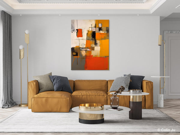 Modern Paintings Behind Sofa, Acrylic Paintings on Canvas, Abstract Painting for Living Room, Original Contemporary Canvas Wall Art