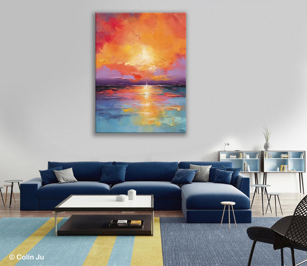 Modern Landscape Paintings, Oversized Contemporary Canvas Paintings, Extra Large Canvas Painting for Living Room, Original Canvas Wall Art-ArtWorkCrafts.com