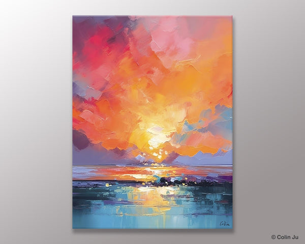 Palette Knife Canvas Art, Modern Landscape Paintings, Oversized Contemporary Canvas Paintings, Extra Large Canvas Painting for Living Room-ArtWorkCrafts.com