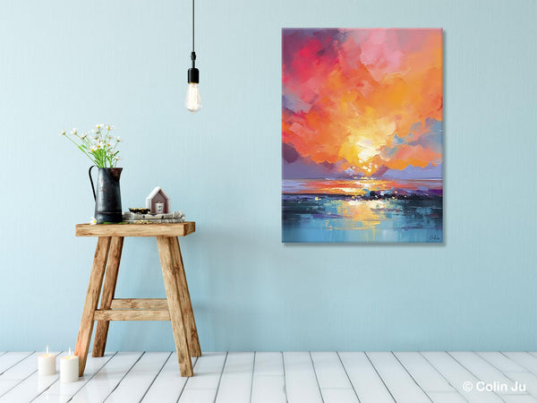 Palette Knife Canvas Art, Modern Landscape Paintings, Oversized Contemporary Canvas Paintings, Extra Large Canvas Painting for Living Room-ArtWorkCrafts.com