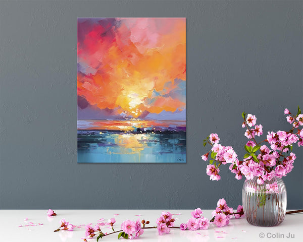Palette Knife Canvas Art, Modern Landscape Paintings, Oversized Contemporary Canvas Paintings, Extra Large Canvas Painting for Living Room-ArtWorkCrafts.com