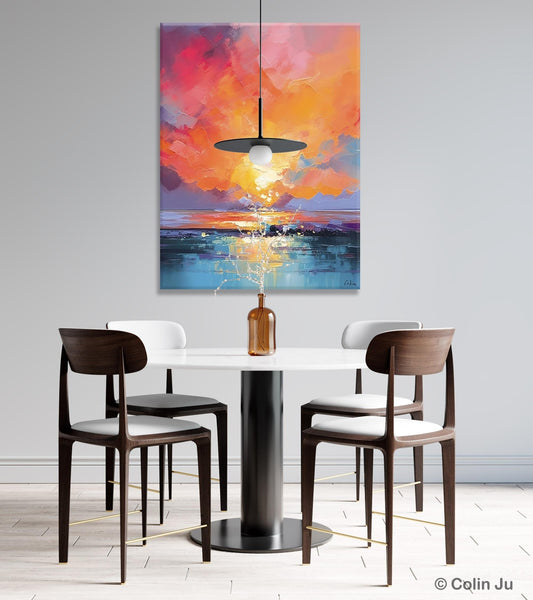 Palette Knife Canvas Art, Modern Landscape Paintings, Oversized Contemporary Canvas Paintings, Extra Large Canvas Painting for Living Room-ArtWorkCrafts.com