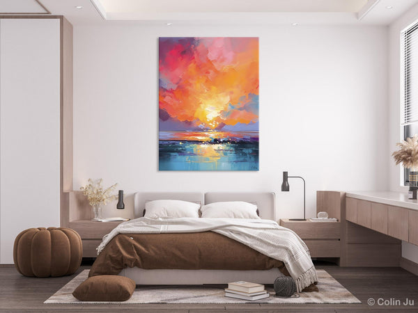 Palette Knife Canvas Art, Modern Landscape Paintings, Oversized Contemporary Canvas Paintings, Extra Large Canvas Painting for Living Room-ArtWorkCrafts.com