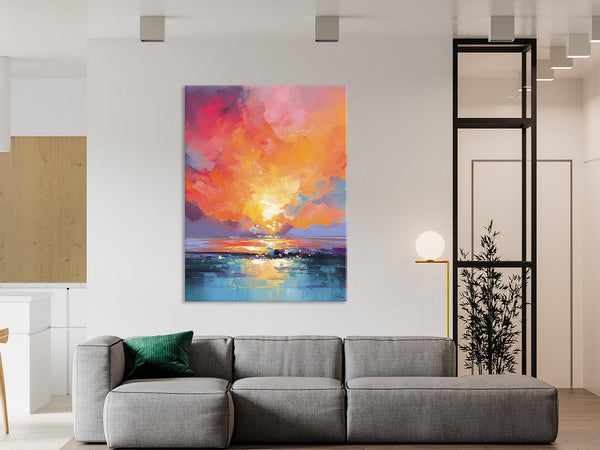 Palette Knife Canvas Art, Modern Landscape Paintings, Oversized Contemporary Canvas Paintings, Extra Large Canvas Painting for Living Room-ArtWorkCrafts.com