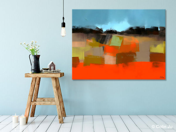 Modern Landscape Paintings Behind Sofa, Abstract Landscape Paintings for Living Room, Palette Knife Canvas Art, Original Landscape Art