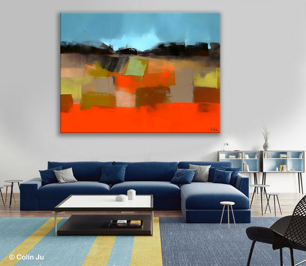 Modern Landscape Paintings Behind Sofa, Abstract Landscape Paintings for Living Room, Palette Knife Canvas Art, Original Landscape Art