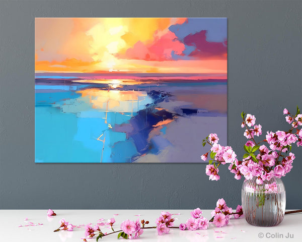 Sunrise Painting, Original Landscape Painting, Large Landscape Painting for Living Room, Bedroom Wall Art Ideas, Modern Paintings for Dining Room