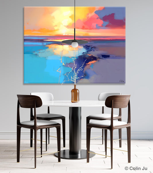 Sunrise Painting, Original Landscape Painting, Large Landscape Painting for Living Room, Bedroom Wall Art Ideas, Modern Paintings for Dining Room-ArtWorkCrafts.com