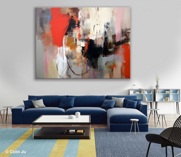 Large Wall Art Paintings Behind Sofa, Acrylic Paintings on Canvas, Original Acrylic Paintings, Modern Canvas Paintings, Hand Painted Canvas Art-ArtWorkCrafts.com