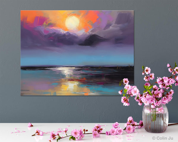 Abstract Landscape Painting on Canvas, Hand Painted Canvas Art, Contemporary Wall Art Paintings for Living Room, Huge Original Art