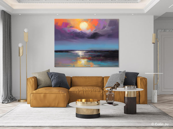 Abstract Landscape Painting on Canvas, Hand Painted Canvas Art, Contemporary Wall Art Paintings for Living Room, Huge Original Art