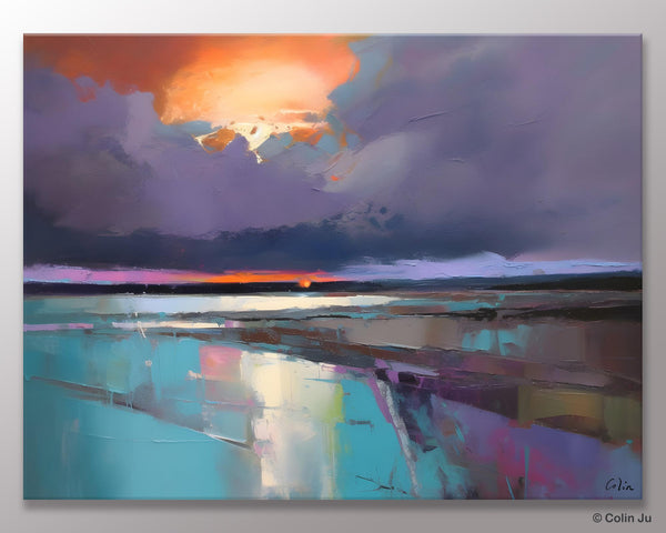 Original Landscape Oil Painting, Large Landscape Painting for Living Room, Bedroom Wall Art Ideas, Large Paintings for Dining Room-ArtWorkCrafts.com