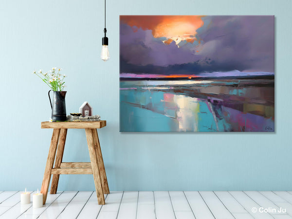 Original Landscape Oil Painting, Large Landscape Painting for Living Room, Bedroom Wall Art Ideas, Large Paintings for Dining Room-ArtWorkCrafts.com