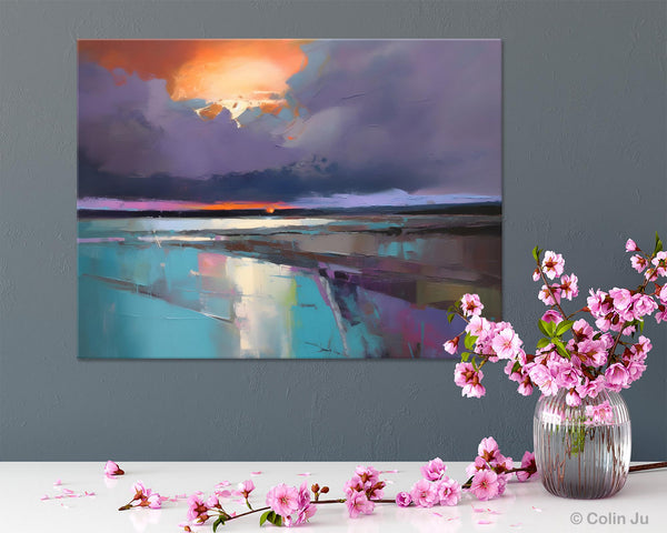 Original Landscape Oil Painting, Large Landscape Painting for Living Room, Bedroom Wall Art Ideas, Large Paintings for Dining Room-ArtWorkCrafts.com