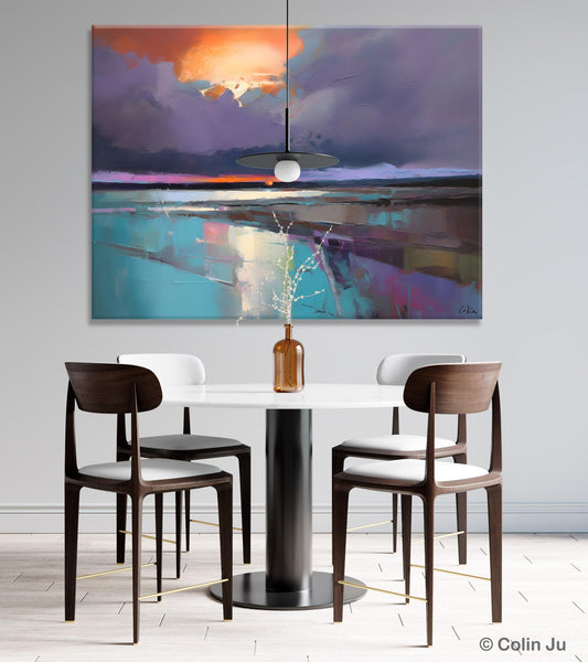 Original Landscape Oil Painting, Large Landscape Painting for Living Room, Bedroom Wall Art Ideas, Large Paintings for Dining Room-ArtWorkCrafts.com